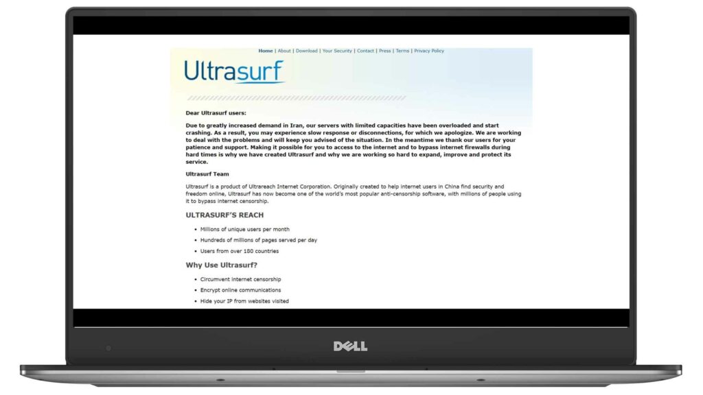 Ultrasurf's Functionality