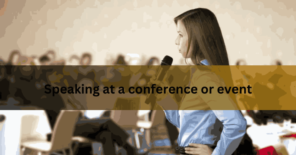 Speaking at a conference or event