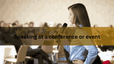 Speaking at a conference or event